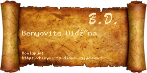 Benyovits Diána névjegykártya